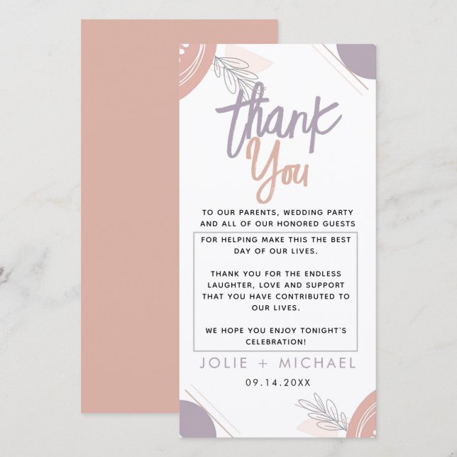 Tarjeta De Agradecimiento Modern Minimal Heart Boho Baby Shower (Anverso / Reverso)