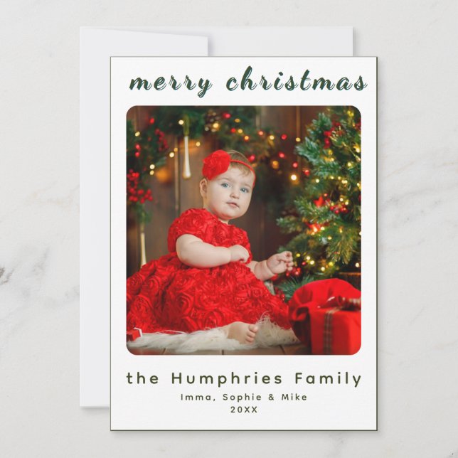 Tarjeta De Agradecimiento Modern Minimal Holiday Family Photo Card (Anverso)