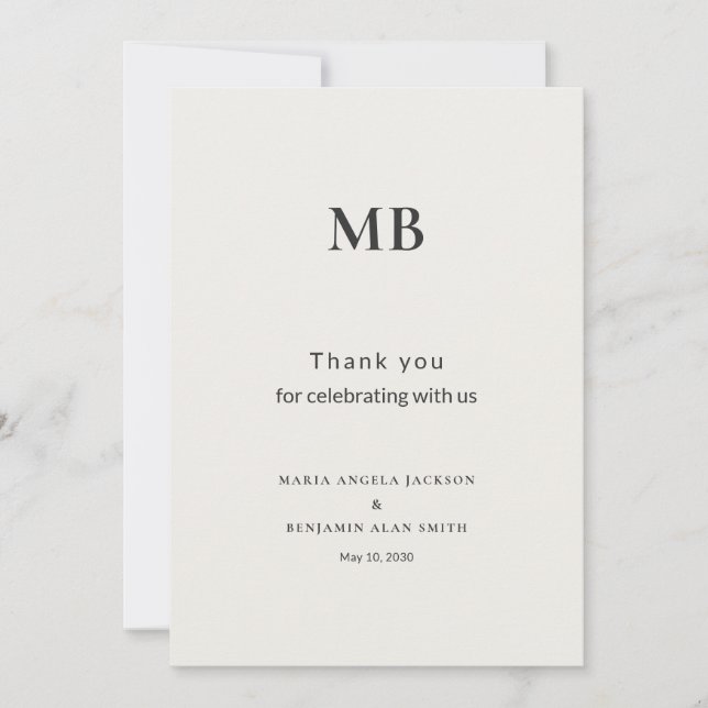 Tarjeta De Agradecimiento Modern Minimal Micro Wedding (Anverso)