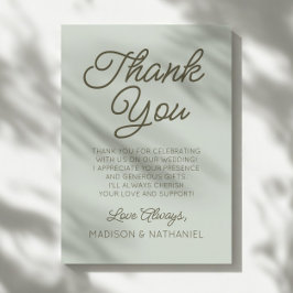 Tarjeta De Agradecimiento Modern Minimal Minimalist Sage Green Wedding