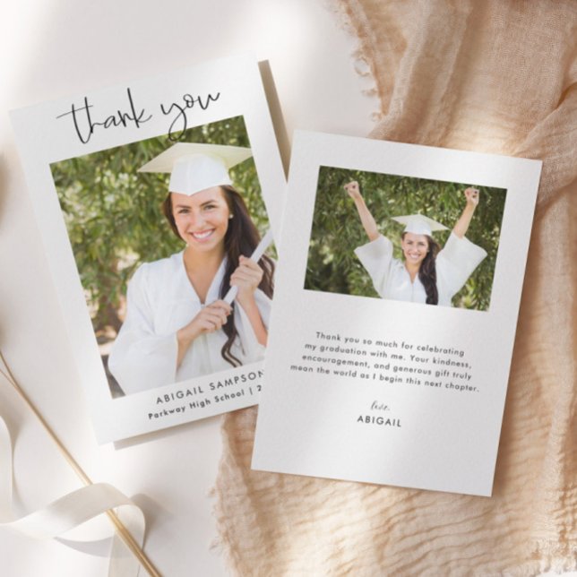 Tarjeta De Agradecimiento Modern Minimal Photo Graduation Thank You Card (Subido por el creador)