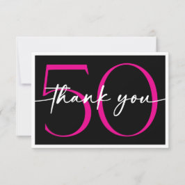 Tarjeta De Agradecimiento Modern Minimal Pink Fifty Fabulous Script Birthday