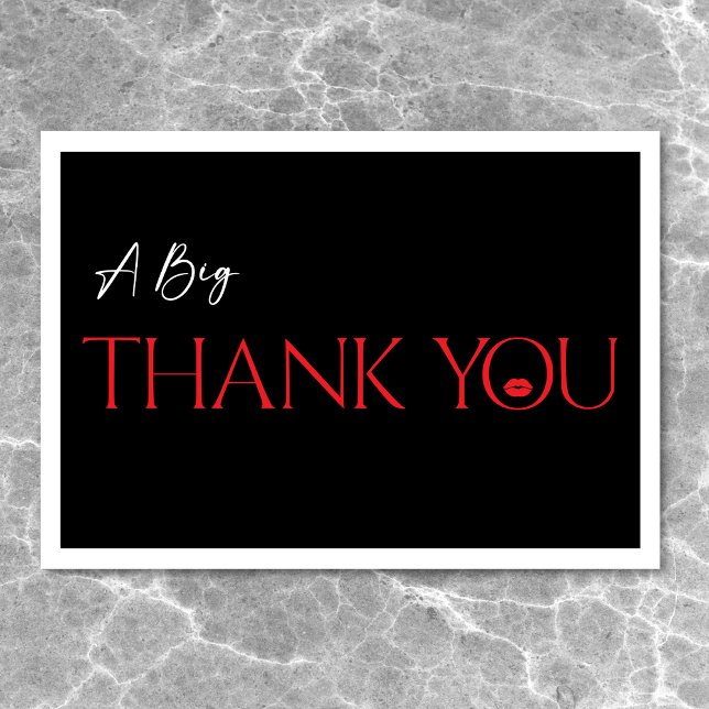 Tarjeta De Agradecimiento Modern Minimal Red Lips ella cumple 30 años (Modern Minimal Red Lips She's Thirty Birthday Thank You Card)