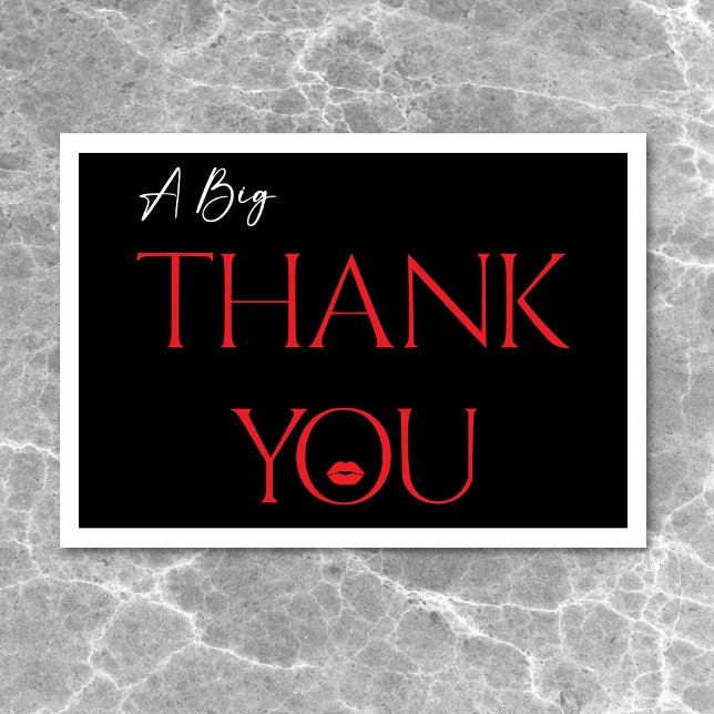 Tarjeta De Agradecimiento Modern Minimal Red Lips ella cumple 30 años (Modern Minimal Red Lips She's Thirty Birthday Thank You Card)