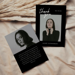 Tarjeta De Agradecimiento Modern Minimal Script 2-Photo Graduation Party