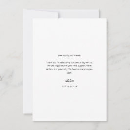 Tarjeta De Agradecimiento Modern Minimal Wedding Thank You Card with Photo