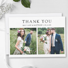 Tarjeta De Agradecimiento Modern Minimalist 2 Photo Wedding