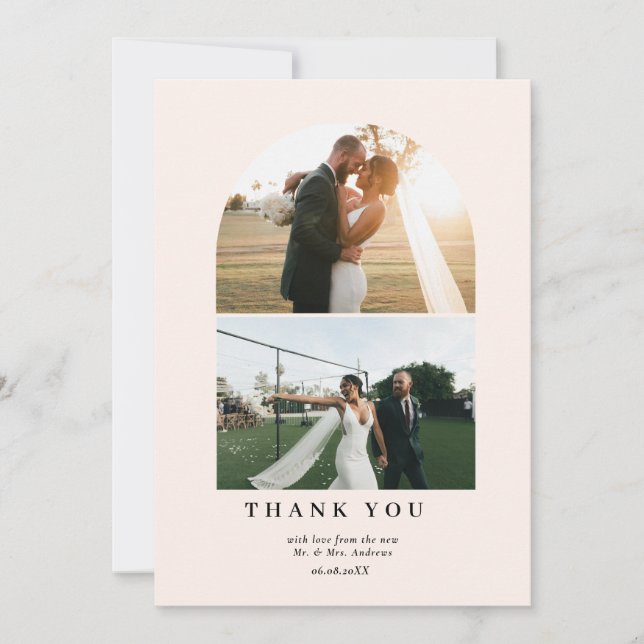 Tarjeta De Agradecimiento Modern Minimalist 3 Photo Thank You Dankeskarte (Anverso)