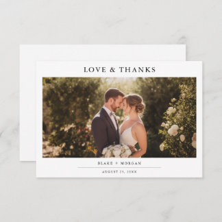 Tarjeta De Agradecimiento Modern Minimalist Chic Photo Wedding