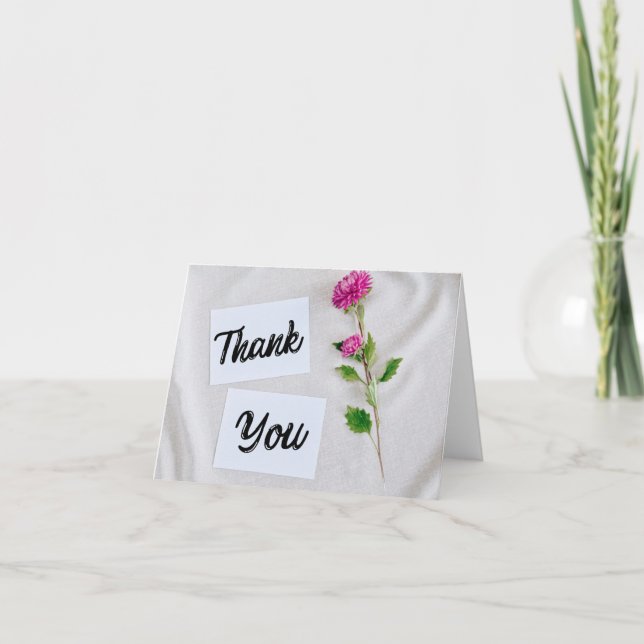 Tarjeta De Agradecimiento Modern Minimalist Magenta Floral Thank You Folded  (Anverso)