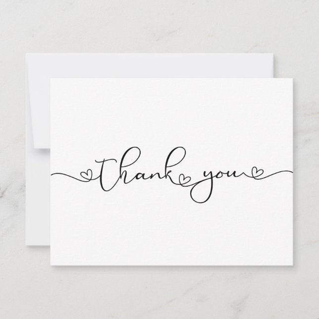 Tarjeta De Agradecimiento Modern Minimalist Thank You Heart Custom Card (Anverso)