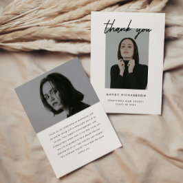 Tarjeta De Agradecimiento Modern Minimalistic Script 2-Photo Graduation