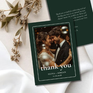 Tarjeta De Agradecimiento Modern Moody Wedding Thank You Card with Photo