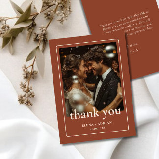 Tarjeta De Agradecimiento Modern Moody Wedding Thank You Card with Photo
