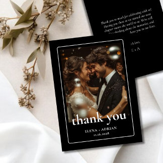Tarjeta De Agradecimiento Modern Moody Wedding Thank You Card with Photo