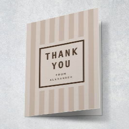 Tarjeta De Agradecimiento Modern Neutral Stripes Graduation Thank You