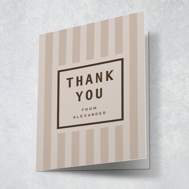 Tarjeta De Agradecimiento Modern Neutral Stripes Graduation Thank You (Subido por el creador)