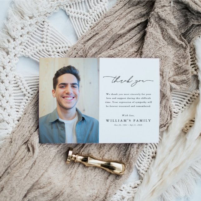 Tarjeta De Agradecimiento Modern Photo Bereavement Sympathy Funeral Memorial (Subido por el creador)