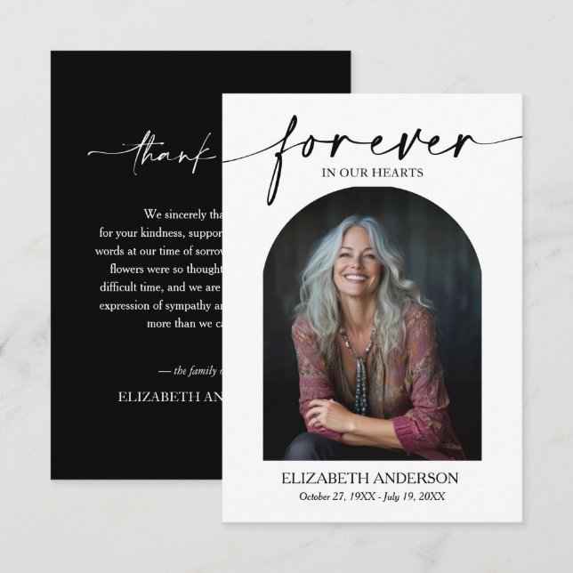 Tarjeta De Agradecimiento Modern Photo Funeral Bereavement Memorial (Anverso / Reverso)