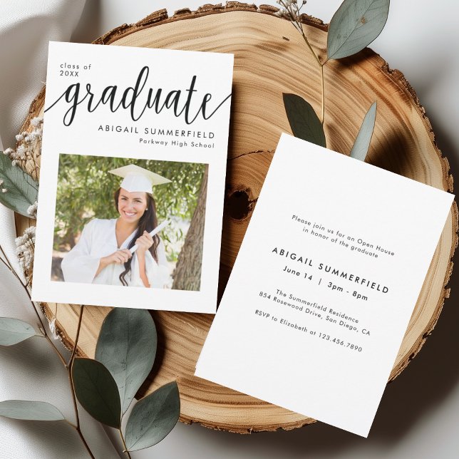 Tarjeta De Agradecimiento Modern Photo Graduation Open House Invitation (Subido por el creador)