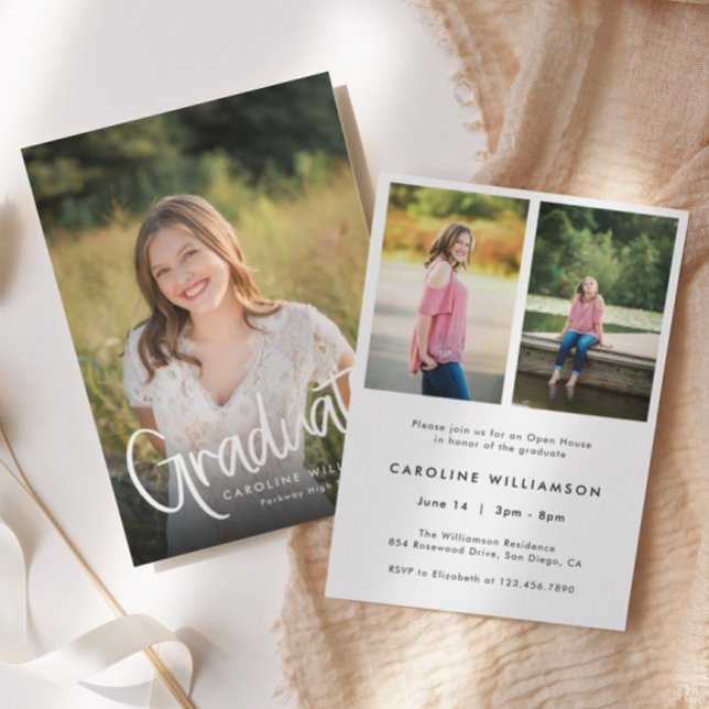 Tarjeta De Agradecimiento Modern Photo Graduation Open House Invitation (Subido por el creador)