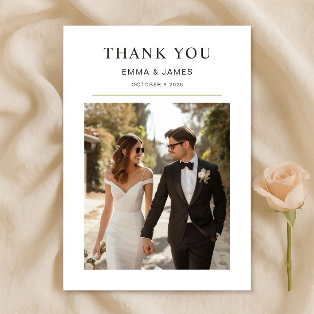 Tarjeta De Agradecimiento Modern Photo Wedding Thank You Card With Note (Subido por el creador)