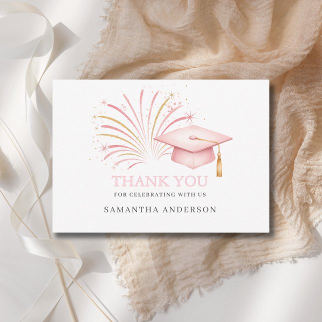 Tarjeta De Agradecimiento Modern Pink Gold 2026 Grad  (Subido por el creador)