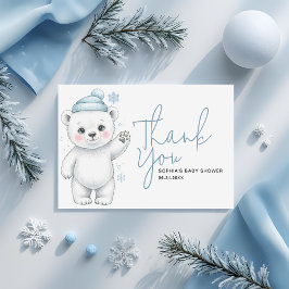 Tarjeta De Agradecimiento Modern Polar Bear Winter Baby Boy Shower