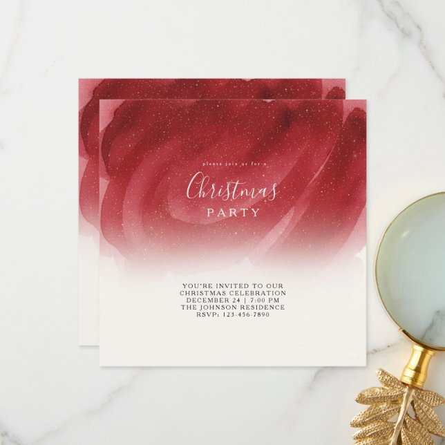 Tarjeta De Agradecimiento Modern Red & Gold Abstract Christmas Flat Card – E (Anverso/Reverso In Situ)