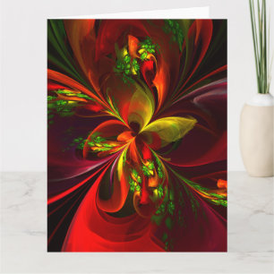 Tarjeta De Agradecimiento Modern Red Green Floral Abstract Art Pattern #05