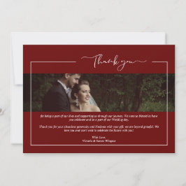 Tarjeta De Agradecimiento Modern Red Newlyweds Wimshical Calligraphy