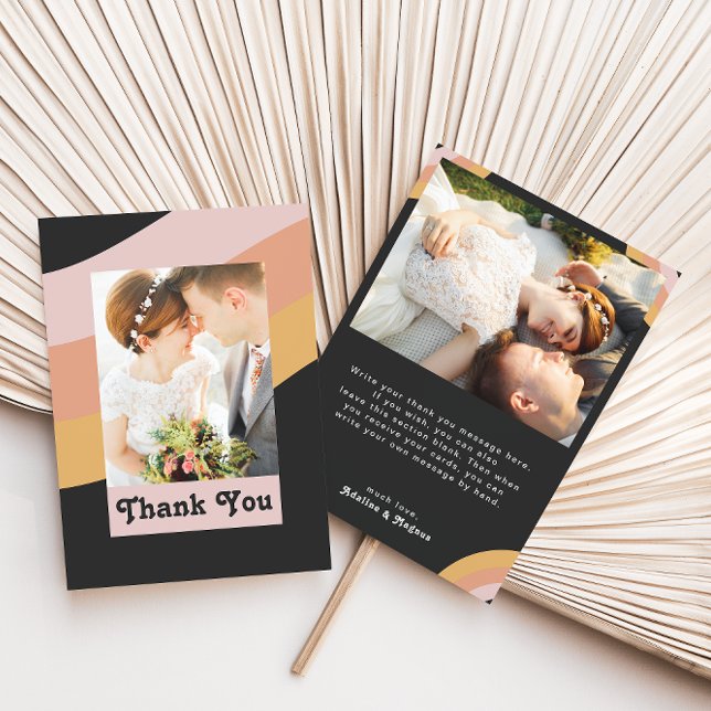 Tarjeta De Agradecimiento Modern Retro 70's Rainbow Dark Flat Photo (Subido por el creador)