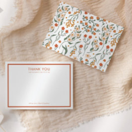 Tarjeta De Agradecimiento Modern Retro Groovy Floral Baby Shower