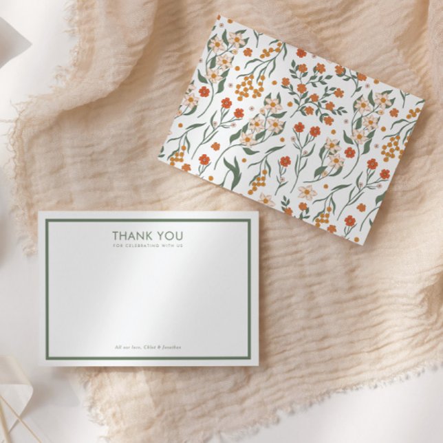 Tarjeta De Agradecimiento Modern Retro Groovy Floral Baby Shower (Subido por el creador)