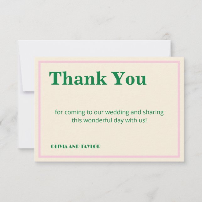 Tarjeta De Agradecimiento Modern Retro Striped  Wedding Information  (Anverso)