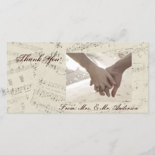 Tarjeta De Agradecimiento Modern Romantic Music anota Boda de música