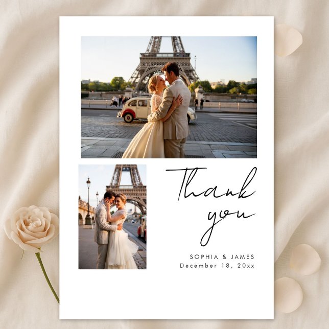 Tarjeta De Agradecimiento Modern Script Minimal Destination Photo Wedding (Subido por el creador)