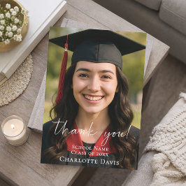 Tarjeta De Agradecimiento Modern script photo Graduation