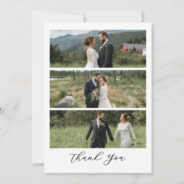 Tarjeta De Agradecimiento Modern Script Photo Wedding (Anverso)
