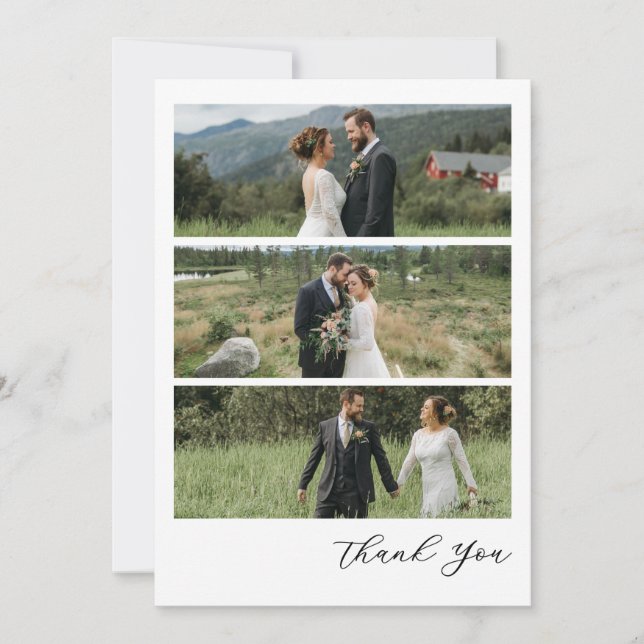 Tarjeta De Agradecimiento Modern Script Photo Wedding (Anverso)