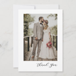 Tarjeta De Agradecimiento Modern Script Photo Wedding