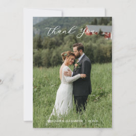 Tarjeta De Agradecimiento Modern Script Photo Wedding