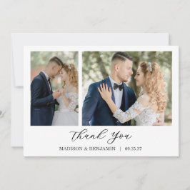 Tarjeta De Agradecimiento Modern Script Photo Wedding