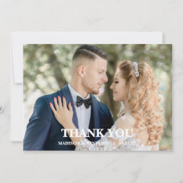 Tarjeta De Agradecimiento Modern Script Photo Wedding