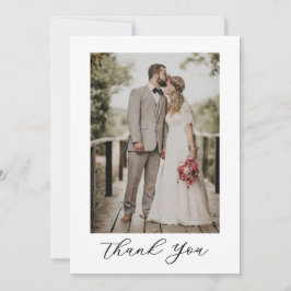Tarjeta De Agradecimiento Modern Script Photo Wedding
