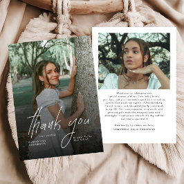 Tarjeta De Agradecimiento Modern Script Simple Photo Graduation 