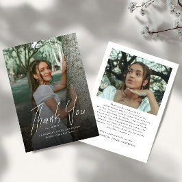 Tarjeta De Agradecimiento Modern Script Simple Photo Graduation 