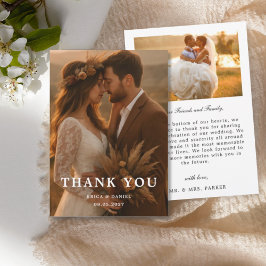 Tarjeta De Agradecimiento Modern Simple 2 Photo Wedding 