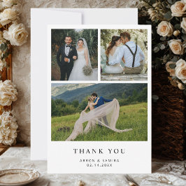 Tarjeta De Agradecimiento Modern Simple 4 Photo Wedding Thank You Card 