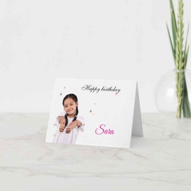 Tarjeta De Agradecimiento Modern Simple Custom Photo Birthday Greeting Card (Anverso)